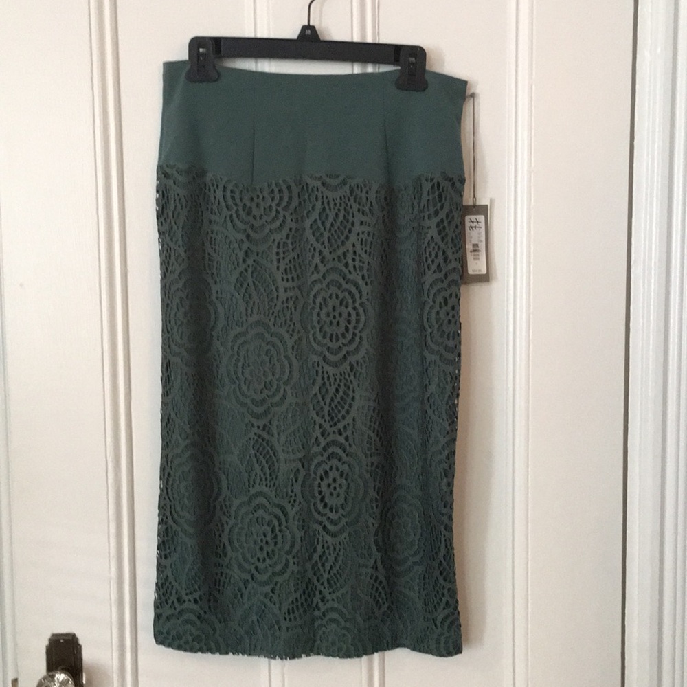 New York & Company Teal Lace Midi Skirt